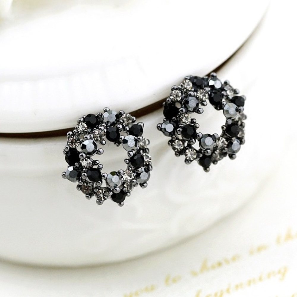 Black Crystal Stud Earrings